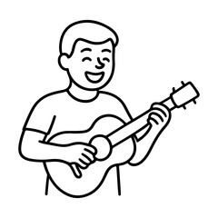 outline icon happy man playing the guitar vector on a white background
Vector icon on a white background