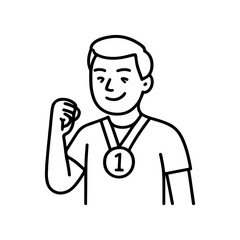 outline icon proud man with a medal vector on a white background
Vector icon on a white background