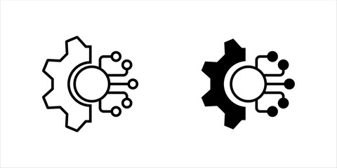 Digital transformation icon set represented by gear to circuit Line style. icon . vector illustration, pictogram isolated on white background. color editable	
