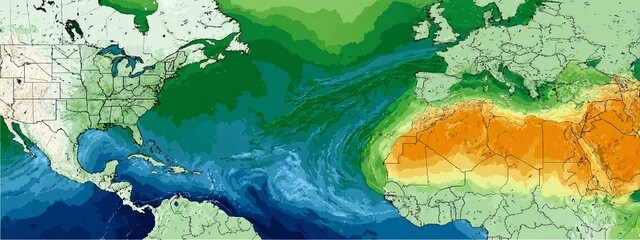 Fototapeta premium a detailed map depicting varying regions regions regions with varying colors, including green, blue, and orange