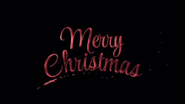 Handwritten alpha channel gives festive transparency to merry christmas red cursive text. Suitable for holiday design projects and backgrounds.