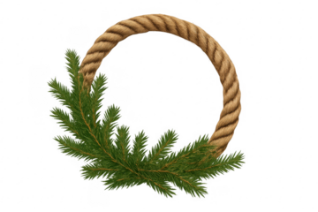 Rope frame with pine branches for christmas decor