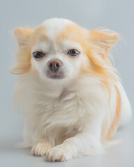 Chihuahua dog on a gray background. Pet.