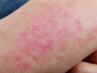 Skin rash with redness and irritation on arm.