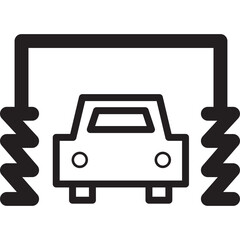 Car Going Through Automatic Car Wash Tunnel With Brushes And Water Sprays Clean Vehicle Transportation Service Concept