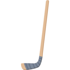 Cartoon Hockey Stick With Grey Tape On Shaft And Blade Isolated On White Background Sports Equipment
