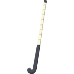 Cartoon Hockey Stick With White Grip and Black End on Transparent Background