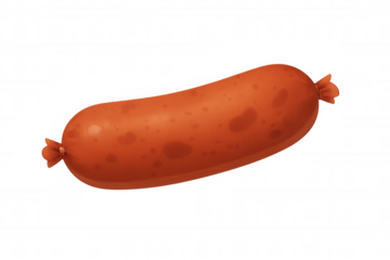 Cooked sausage illustration with a tempting texture, representing fast food, meat products, barbecue, and grilling ingredients