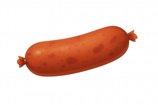 Cooked sausage illustration with a tempting texture, representing fast food, meat products, barbecue, and grilling ingredients