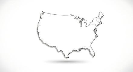 Outline map of the United States of America, a graphic representation of the continental landmass, conveying a sense of national identity and geography