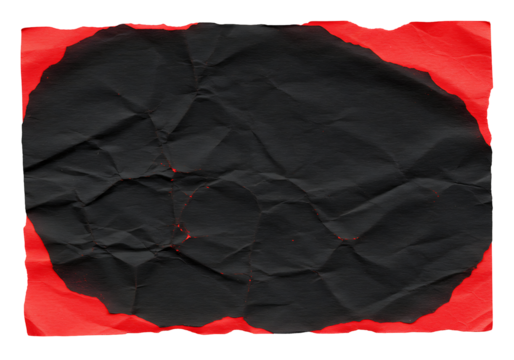 Abstract black paper with a red border creating a unique artistic pattern