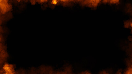 Smoke frame flame . Border fog mist texture effect for film , text or space