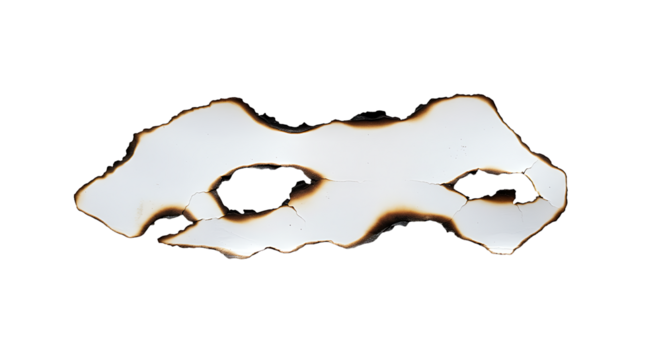 Burnt paper detail with charred edges and irregular shape design