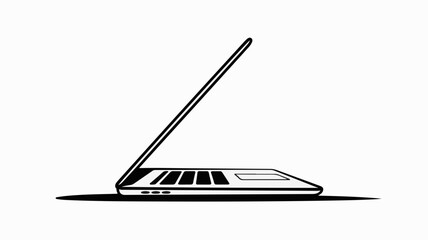 Sleek laptop open on a clean, minimalist surface, ready for work or creativity.