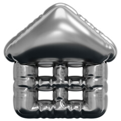 3D Inflated Chrome Minimal Home Icon