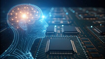 A digital depiction of a human head with a neural network overlay, showcasing the connection between technology and the human mind.