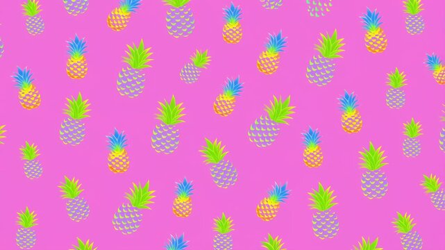 Colorful pineapple fruit pattern animation background