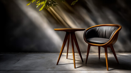 Single Modern Furniture Blank Wall Shadow Play Midday Sun
