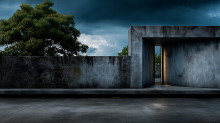 Plain Concrete Wall Texture Change Narrow Vertical Window