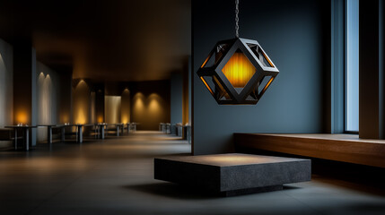 Modern Pendant Light Fixture Soft Glow Empty Room