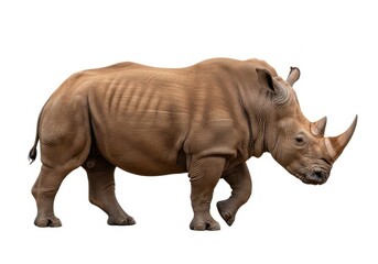 Obraz premium A large rhinoceros standing on a white background isolated on white background