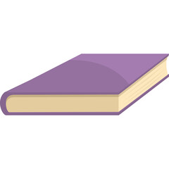 Closed Purple Book Laying Flat on a White Background with Pages Visible
