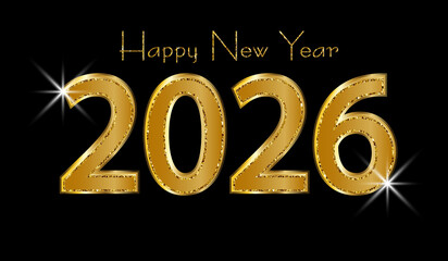 2026 Happy New Year gold card holiday invitation greeting card party announcement invitation