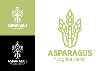 Flat Asparagus Logo for Vegan Food Branding