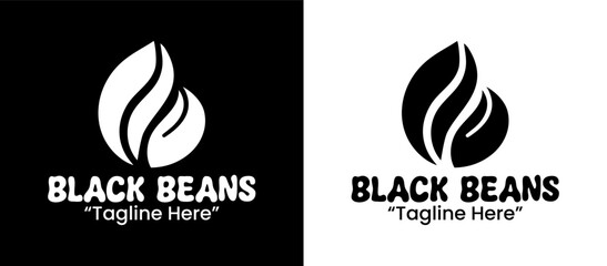 Premium Black Beans Logo Modern Vegan Symbol