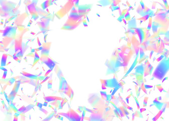 Neon Effect. Color Glitter. Blue Light Confetti. Isolated Paper. Glare Christmas Explosion. Abstract Tinsel. Disco Background. Laser Texture. Pink Neon Effect