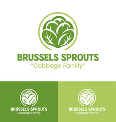 Brussels Sprouts Logo Minimal Green Food Identity