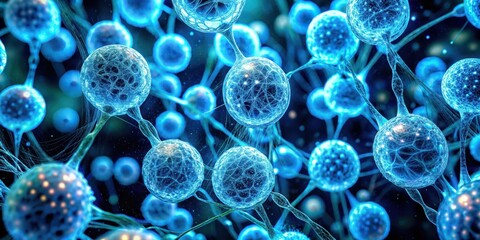 Intricate Network of Luminescent Cellular Structures Interconnected by Filaments in a Deep Blue Hue
