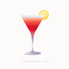 Cosmopolitan Cocktail with a Lime Garnish on a White Background Minimalist Design