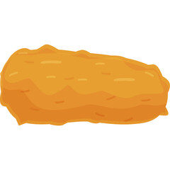 Crispy Golden Brown Chicken Nugget Isolated on White Background Simple Flat Icon Design