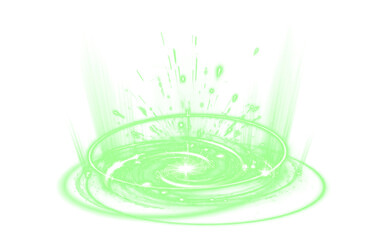 Enchanting Green Portal Energy Swirl Effect with Sparks Isolated on a transparent background	