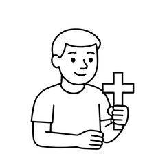 outline icon man with a cross vector on a white background
Vector icon on a white background