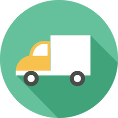 Delivery Truck Icon Flat Design With Long Shadow On A Teal Circular Background Simple Vector Illustration