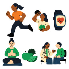 Modern flat illustration of healthy lifestyle activities