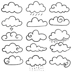 Cute doodle clouds collection weather illustration