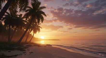 Fototapeta premium Tropical beach sunset scene