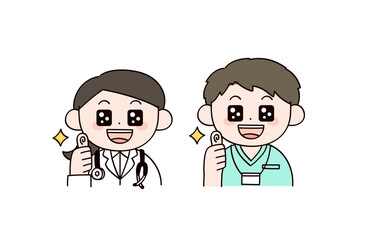 医者と看護師　男女2人のイラスト