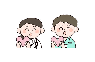 医者と看護師　男女2人のイラスト
