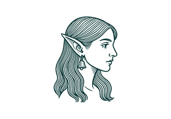 Elf hand drawn simple engraved vector illustration