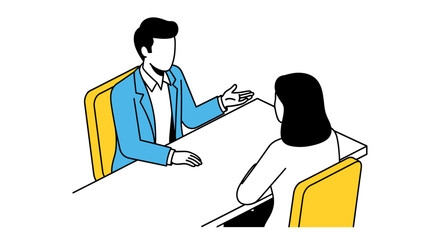 Dynamic business meeting illustration showcasing teamwork and collaboration in a modern, minimalist style perfect for corporate communications and design projects