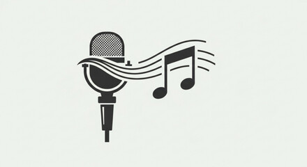 Vintage microphone with music notes, perfect for karaoke night, open mic event, or musicthemed design projects and promotions