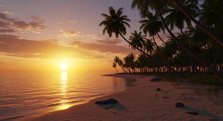 Fototapeta premium Tropical sunset beach paradise