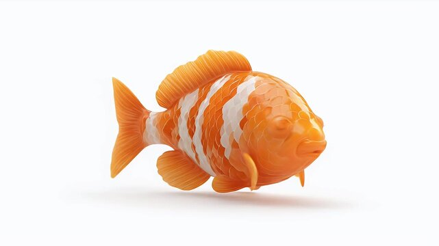 Animated Orange and White Fish on White Background.