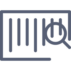 Gray Barcode Icon With Magnifying Glass Overlay on Transparent Background Simple Vector Graphic For Scanning And Identification Services