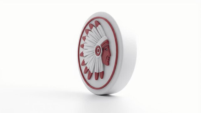 3D Render of Native American Chief Emblem.