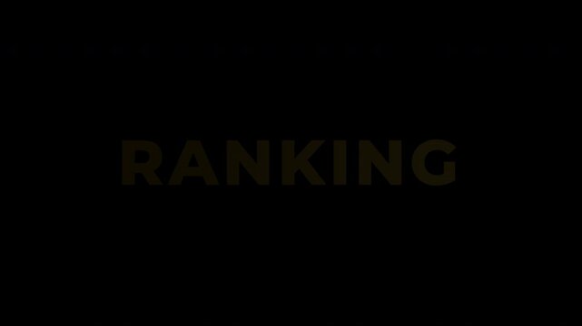 Text Animation with Gold Effect - Golden Ranking Text Animation on Black Background.